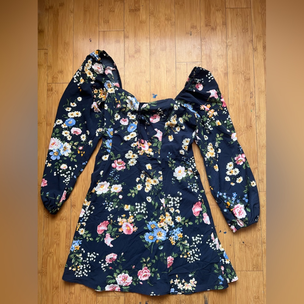 Floral navy blue dress